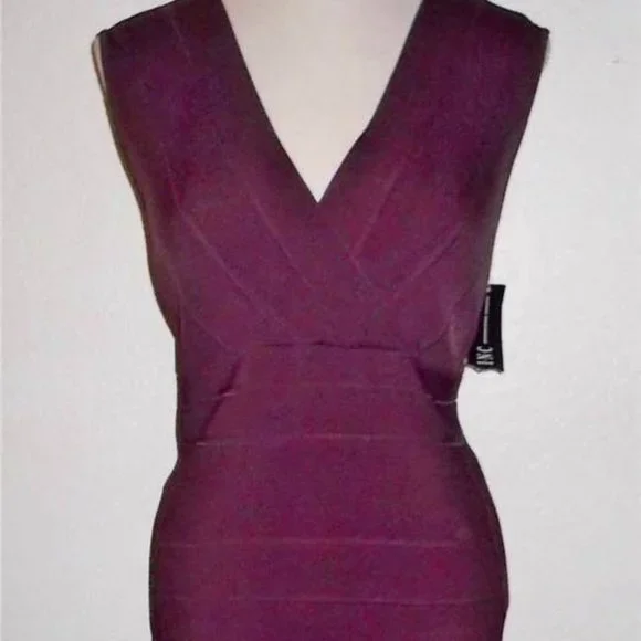 dark purple bandage dress Dee Long Sleeve Bandage Dress